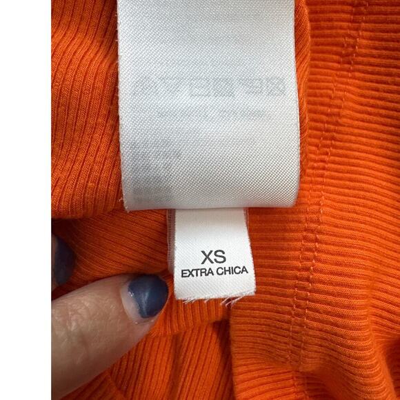 Bebe Logo Y2K Short Sleeve Logo Dress with Lace Up Back, XS, Dragon Fire Orange - Picture 6 of 8
